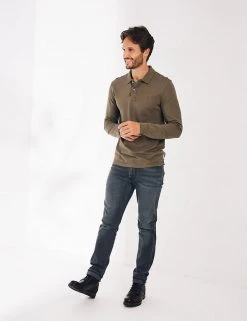 FatFace Men's Polo Shirts Cotton Rich Long Sleeve Polo Shirt