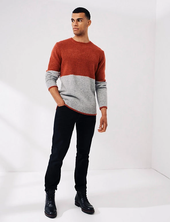 FatFace Men's Jumpers Colour Block Crew Neck Jumper With Wool 3 FatFace Men's Jumpers Colour Block Crew Neck Jumper With Wool