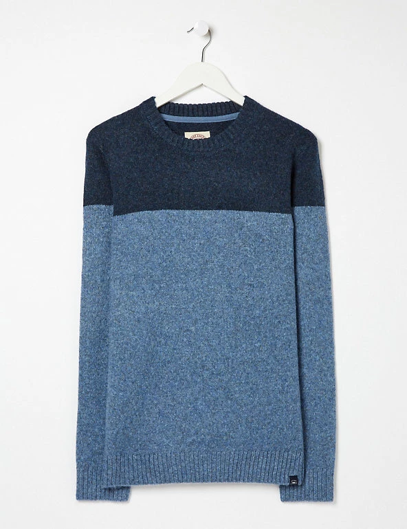 FatFace Men's Jumpers Colour Block Crew Neck Jumper With Wool 8 FatFace Men's Jumpers Colour Block Crew Neck Jumper With Wool - Image 6