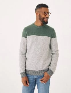 FatFace Men's Jumpers Colour Block Crew Neck Jumper With Wool