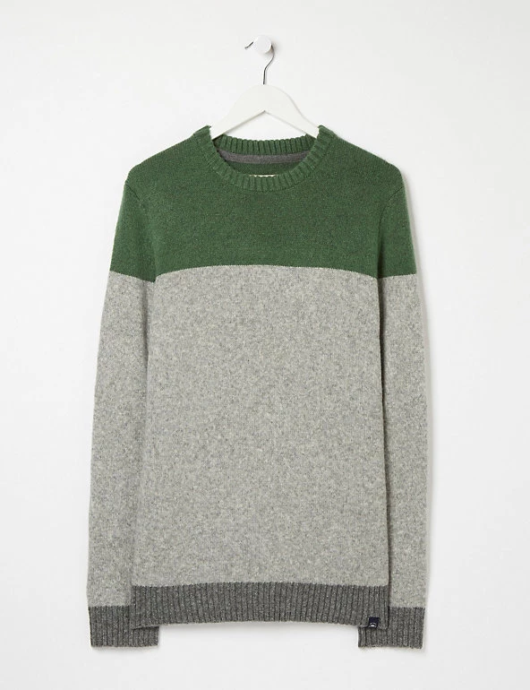 FatFace Men's Jumpers Colour Block Crew Neck Jumper With Wool 4 FatFace Men's Jumpers Colour Block Crew Neck Jumper With Wool - Image 2