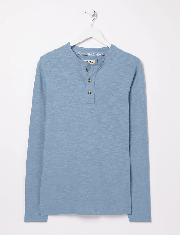 FatFace Men's T-shirts Pure Cotton Henley Long Sleeve T-Shirt 4 FatFace Men's T-shirts Pure Cotton Henley Long Sleeve T-Shirt - Image 2