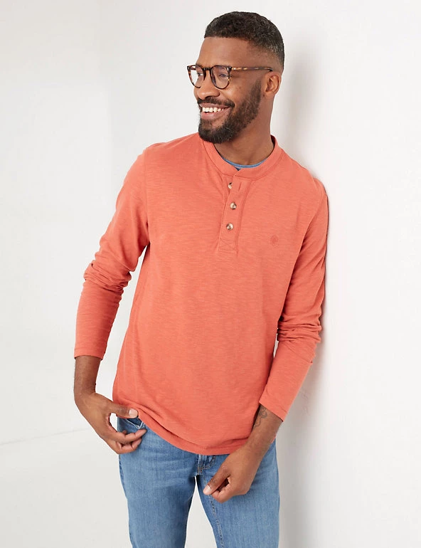 FatFace Men's T-shirts Pure Cotton Henley Long Sleeve T-Shirt 7 FatFace Men's T-shirts Pure Cotton Henley Long Sleeve T-Shirt - Image 5