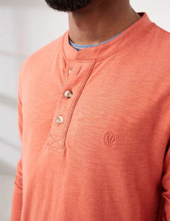 FatFace Men's T-shirts Pure Cotton Henley Long Sleeve T-Shirt 8 FatFace Men's T-shirts Pure Cotton Henley Long Sleeve T-Shirt - Image 6