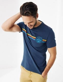 FatFace Men's T-shirts Pure Cotton Striped T-Shirt