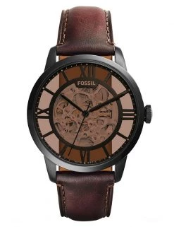 Men's Watches Fossil Townsman Automatic Brown Leather Watch