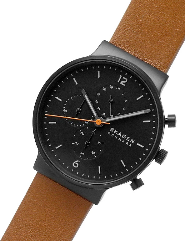 Men's Watches Skagen Ancher Chronograph Brown Leather Watch 4 Men's Watches Skagen Ancher Chronograph Brown Leather Watch - Image 2