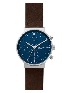 Men's Watches Skagen Ancher Chronograph Brown Leather Watch