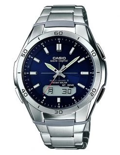 Men's Watches Casio Waveceptor Classic Combination Solar Silver Watch
