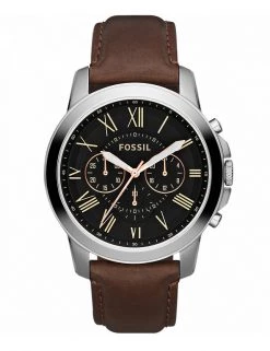 Men's Watches Fossil Grant Brown Leather Chronograph Watch