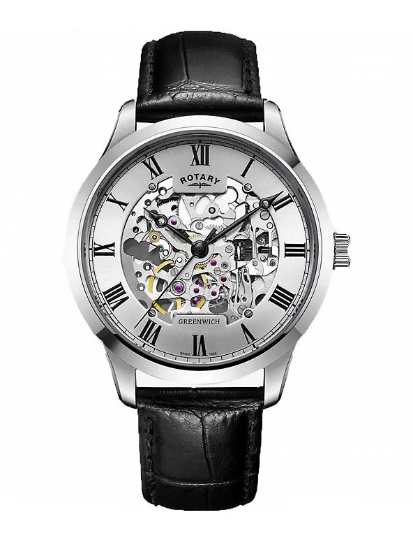 Men's Watches Rotary Greenwich Black Leather Watch 3 Men's Watches Rotary Greenwich Black Leather Watch