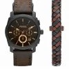 Men's Watches Fossil Machine Brown Leather Chronograph Watch Gift Set -Popular Znas Store SD 10 T55 7728 N6 X EC 0