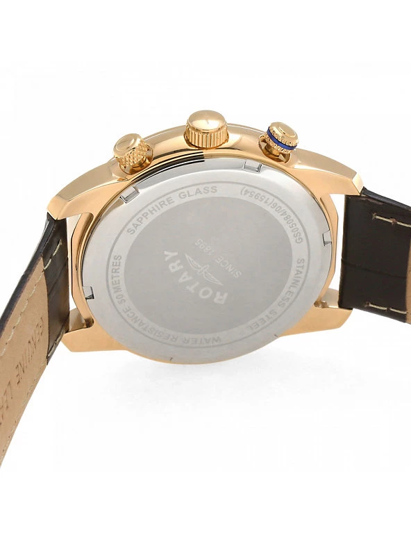 Men's Watches Rotary Oxford Brown Leather Chronograph Watch 4 Men's Watches Rotary Oxford Brown Leather Chronograph Watch - Image 2