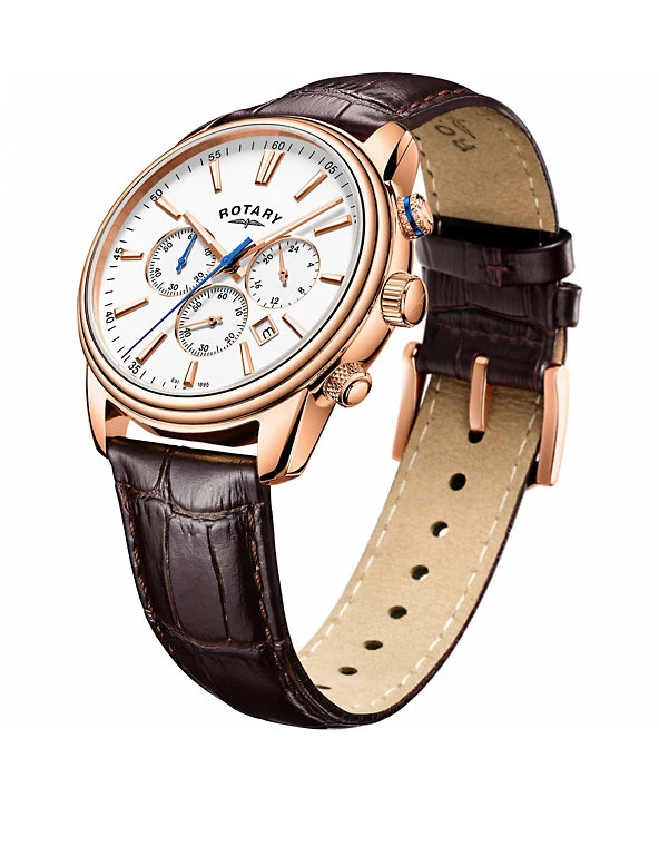 Men's Watches Rotary Oxford Brown Leather Chronograph Watch 5 Men's Watches Rotary Oxford Brown Leather Chronograph Watch - Image 3