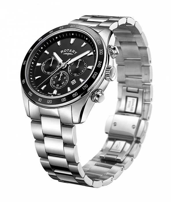 Men's Watches Rotary Henley Waterproof Stainless Steel Chronograph Watch 5 Men's Watches Rotary Henley Waterproof Stainless Steel Chronograph Watch - Image 3