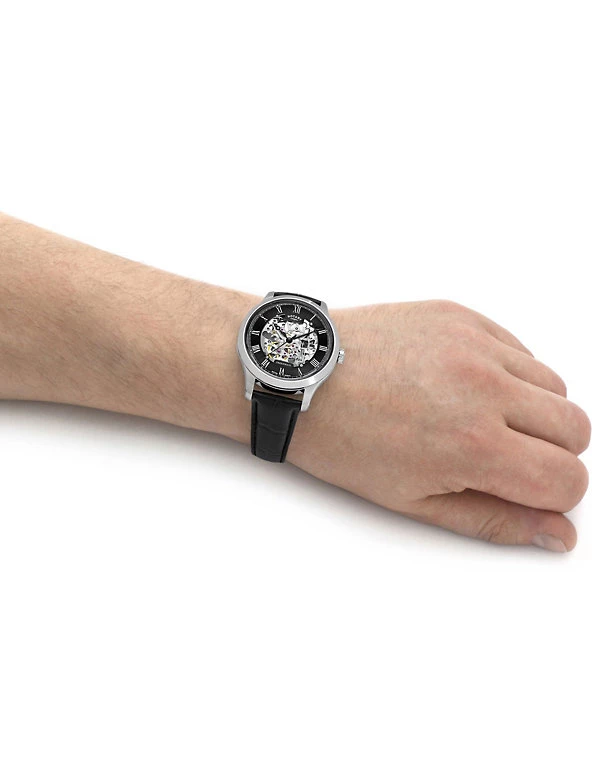 Men's Watches Rotary Greenwich Black Leather Automatic Watch 4 Men's Watches Rotary Greenwich Black Leather Automatic Watch - Image 2