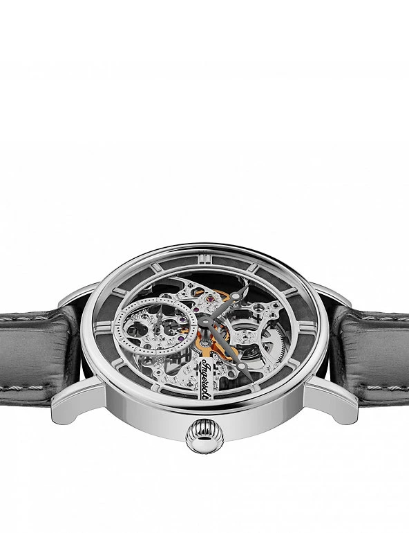 Men's Watches Ingersoll Herald Grey Leather Automatic Watch 5 Men's Watches Ingersoll Herald Grey Leather Automatic Watch - Image 3