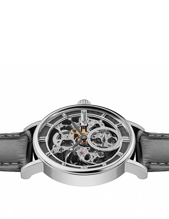 Men's Watches Ingersoll Herald Grey Leather Automatic Watch 6 Men's Watches Ingersoll Herald Grey Leather Automatic Watch - Image 4