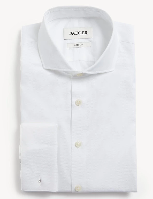 JAEGER Formal Shirts Regular Fit Pure Cotton Shirt With Double Cuff 4 JAEGER Formal Shirts Regular Fit Pure Cotton Shirt With Double Cuff - Image 2