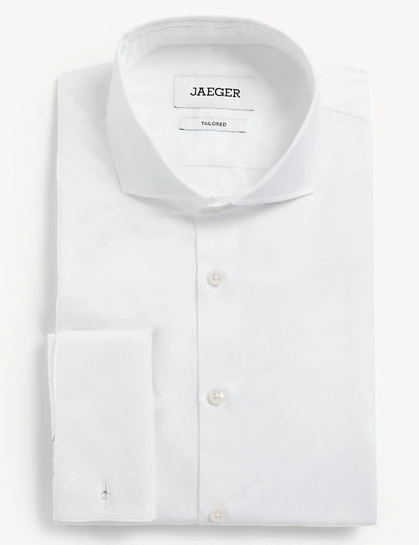 JAEGER Formal Shirts Tailored Fit Pure Cotton Shirt With Double Cuff 4 JAEGER Formal Shirts Tailored Fit Pure Cotton Shirt With Double Cuff - Image 2