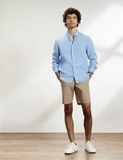 JAEGER Casual Shirts Luxury Pure Linen Long Sleeve Shirt