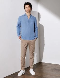 JAEGER Casual Shirts Luxury Pure Linen Overhead Shirt
