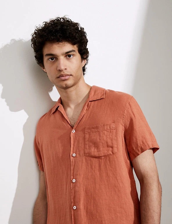 JAEGER Casual Shirts Luxury Pure Linen Revere Shirt 6 JAEGER Casual Shirts Luxury Pure Linen Revere Shirt - Image 4