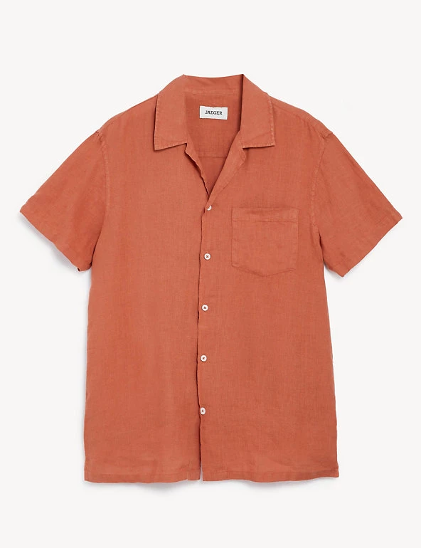 JAEGER Casual Shirts Luxury Pure Linen Revere Shirt 4 JAEGER Casual Shirts Luxury Pure Linen Revere Shirt - Image 2