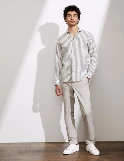 JAEGER Casual Shirts Cotton And Linen Striped Shirt