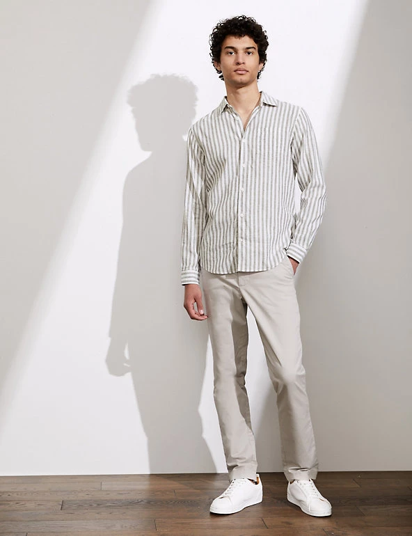 JAEGER Casual Shirts Cotton And Linen Striped Shirt 3 JAEGER Casual Shirts Cotton And Linen Striped Shirt