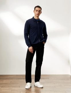 JAEGER Men's Cardigans Wool With Cashmere Zip Up Knitted Jumper