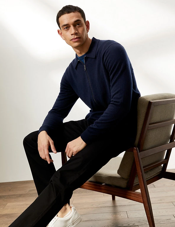 JAEGER Men's Cardigans Wool With Cashmere Zip Up Knitted Jumper 5 JAEGER Men's Cardigans Wool With Cashmere Zip Up Knitted Jumper - Image 3