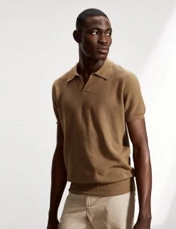 JAEGER Men's Knitted Polo Shirts Cotton With Cashmere Knitted Polo Shirt