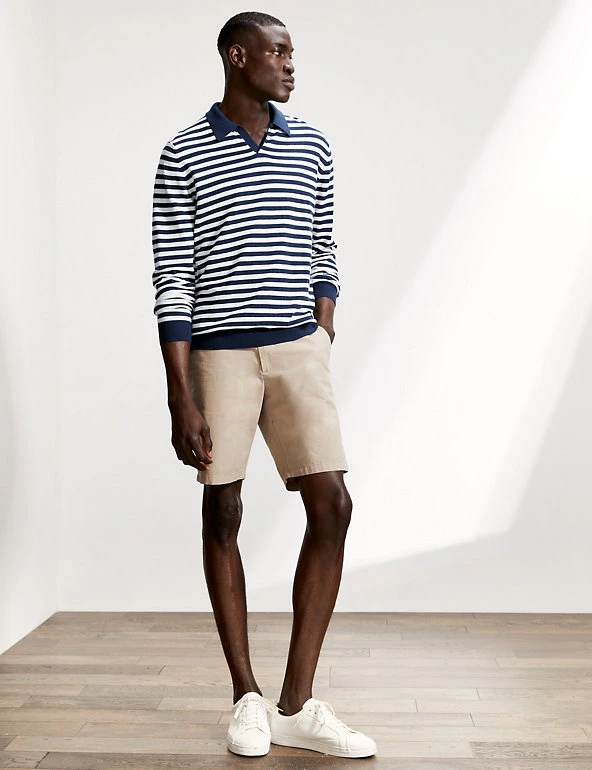 JAEGER Men's Polo Shirts Cotton With Cashmere Striped Polo Shirt 6 JAEGER Men's Polo Shirts Cotton With Cashmere Striped Polo Shirt - Image 4