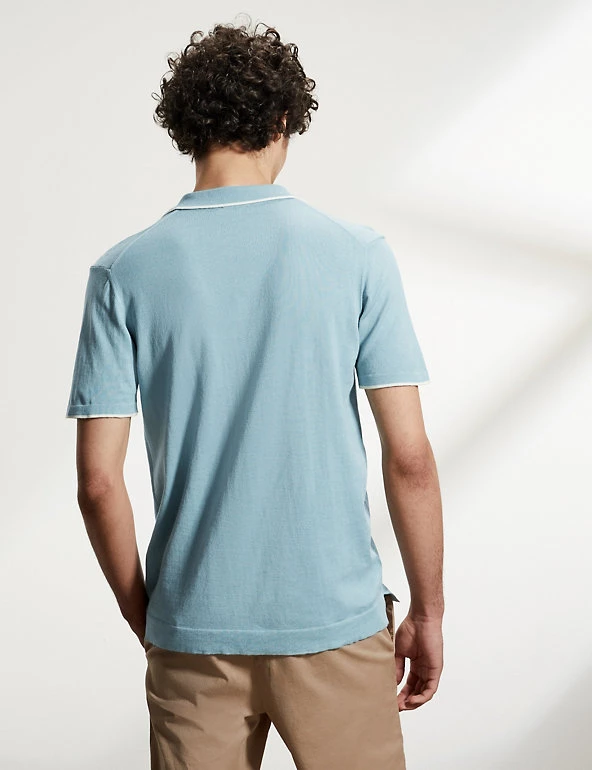 JAEGER Men's Knitted Polo Shirts Pure Cotton Tipped Knitted Polo Shirt 18 JAEGER Men's Knitted Polo Shirts Pure Cotton Tipped Knitted Polo Shirt - Image 16