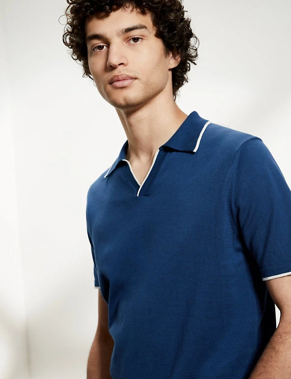 JAEGER Men's Knitted Polo Shirts Pure Cotton Tipped Knitted Polo Shirt 12 JAEGER Men's Knitted Polo Shirts Pure Cotton Tipped Knitted Polo Shirt - Image 10