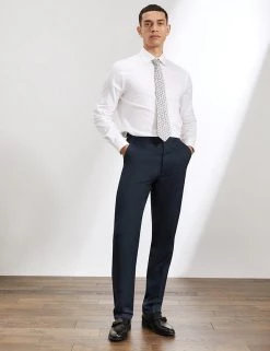 JAEGER Smart Trousers Tailored Fit Silk And Linen Trousers