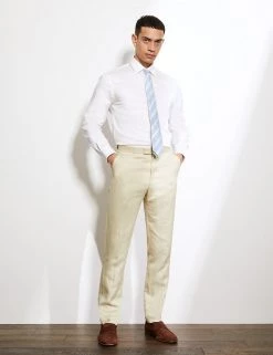 JAEGER Smart Trousers Slim Fit Silk And Linen Trousers