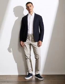 JAEGER Men's Coats & Jackets Slim Fit Pure Cotton Pique Jersey Jacket