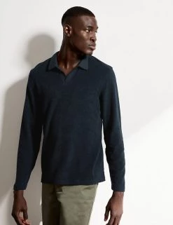 JAEGER Men's Polo Shirts Pure Cotton Terry Towelling Polo Shirt